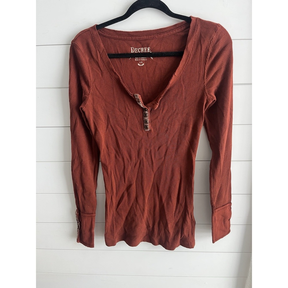 Decree Pullover Burnt Orange Velvet Sleeve Detail Large‎ 0543